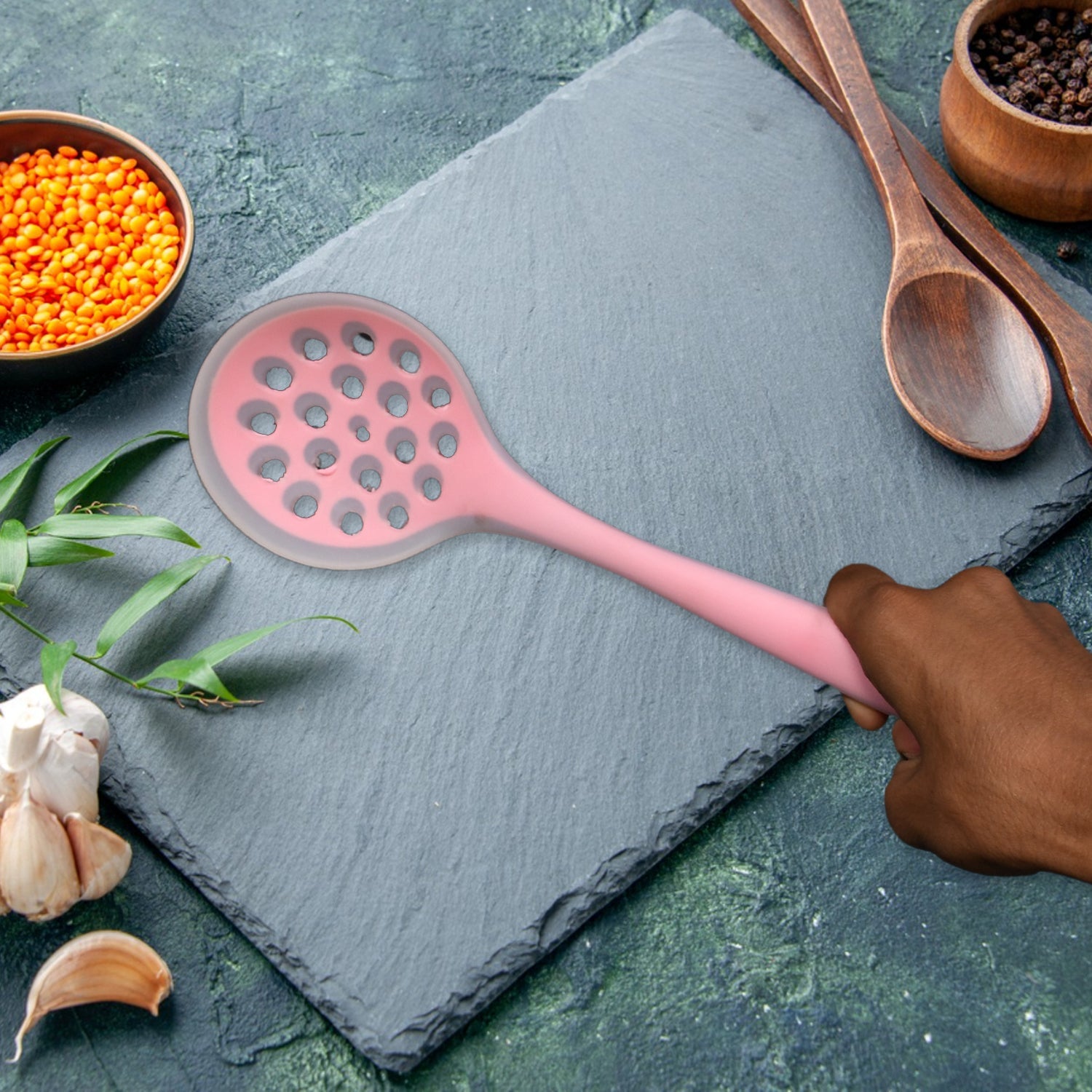5429 1PC Food Grade Silicone Colander Shovel Strainers Spoon Colorful Kitchen Scoop Drainage Colanders (29cm) DeoDap 5429 1PC Food Grade Silicone Colander Shovel Strainers Spoon Colorful Kitchen Scoop Drainage Colanders (29cm) DeoDap